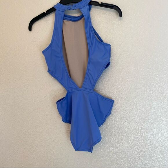 WEISSMAN Balera Dance blue Open Back cutout Halter Leotard MT10598 MC 10/12 - Picture 4 of 14